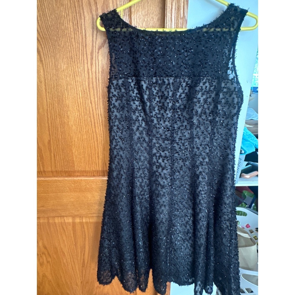 Julian Taylor New York Black Textured Eyelash Fit Flare Cocktail Dress Womens 12